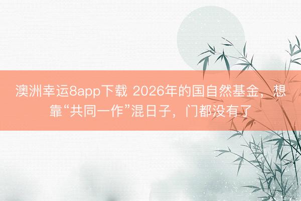 澳洲幸運(yùn)8app下載 2026年的國(guó)自然基金,想靠“共同一作”混日子,門(mén)都沒(méi)有了